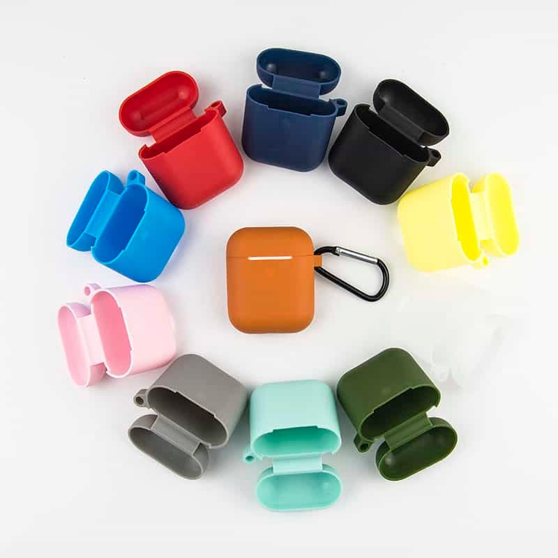 airpods 1 2 ultra thin silicone case with keychain (4)