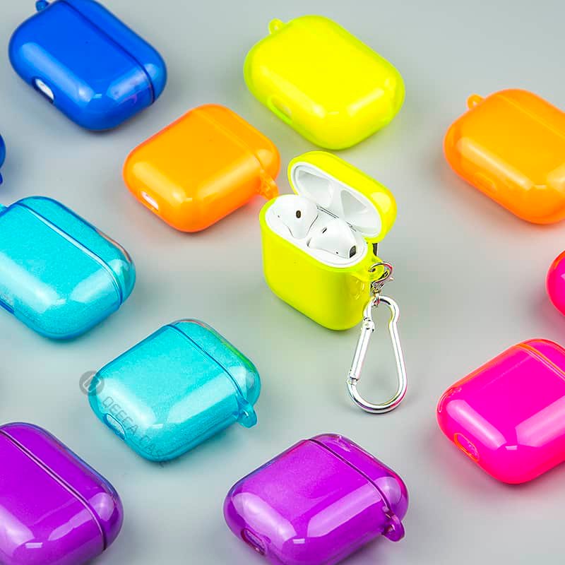 airpods neon colors tpu case with keychain (5)