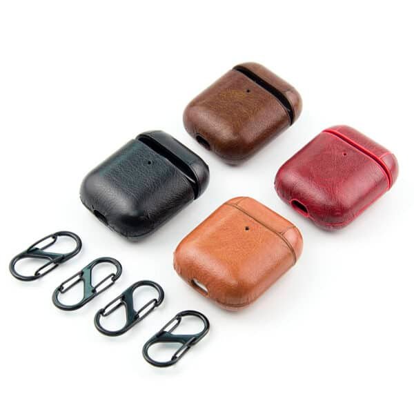 airpods pu leather carring case with hook (5)