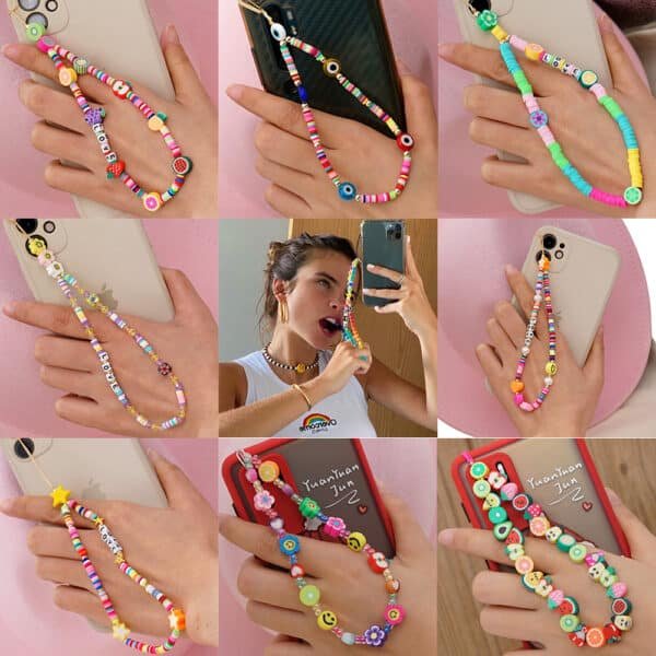 crystal beads phone case charm strap string (2)
