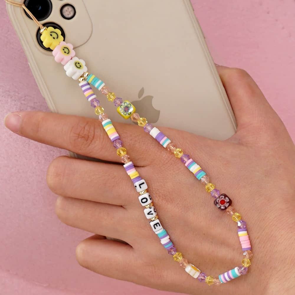 crystal beads phone case charm strap string (5)