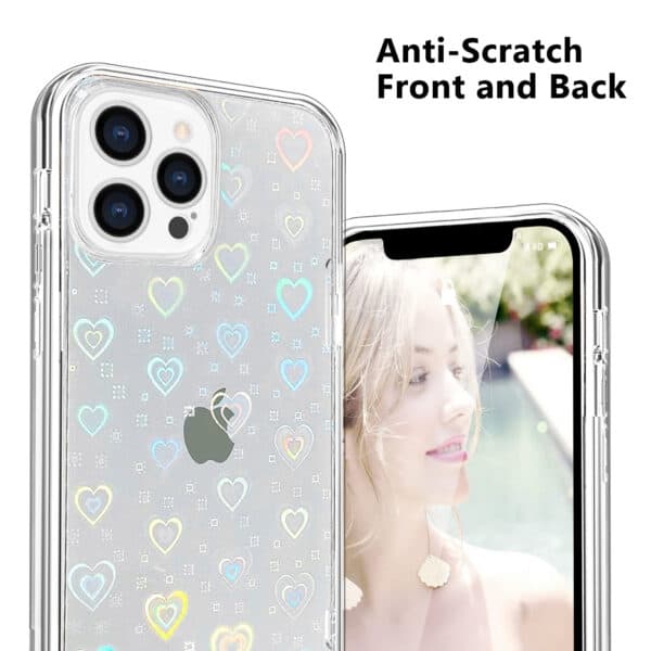 gradient holographic heart phone case (1)