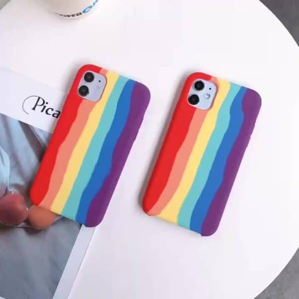 rainbow stripe silicone phone case cover 1 (1)