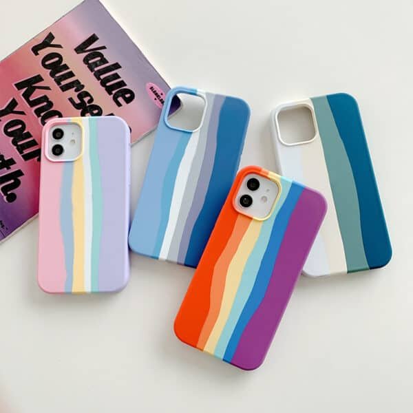 rainbow stripe silicone phone case cover (1)