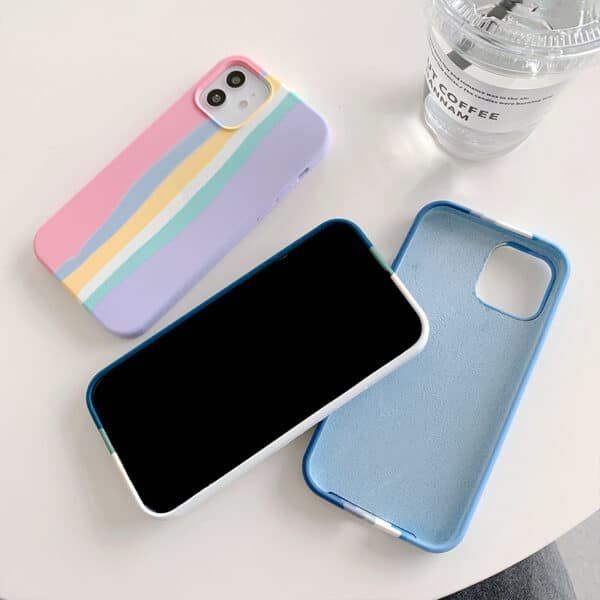 rainbow stripe silicone phone case cover (2)