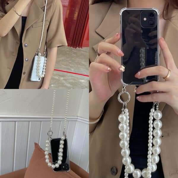 pearl chain hanging strap crossbody phone case (3)