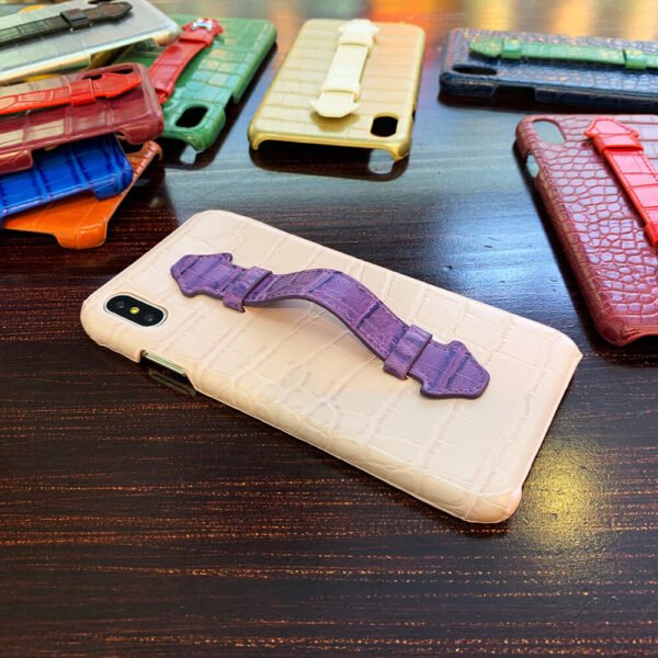 wholesale manufacture pu leathr crocodile back cover phone case with loop and stand (1)