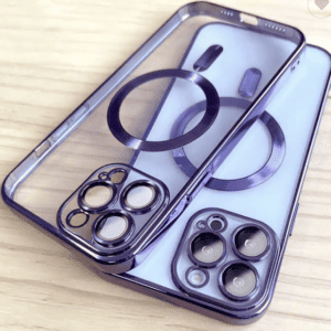 electroplated clear magsafe phone case with camera cover