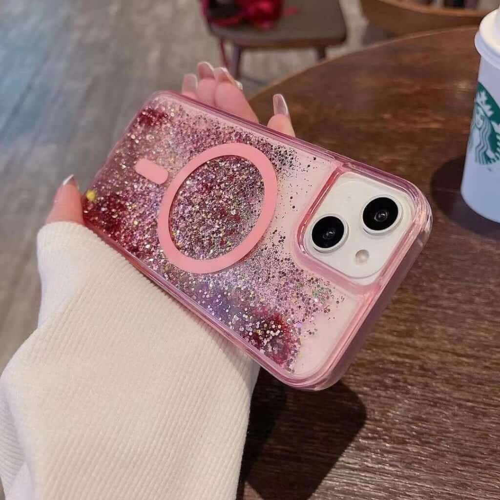 water floating glitter liquid magsafe phone case