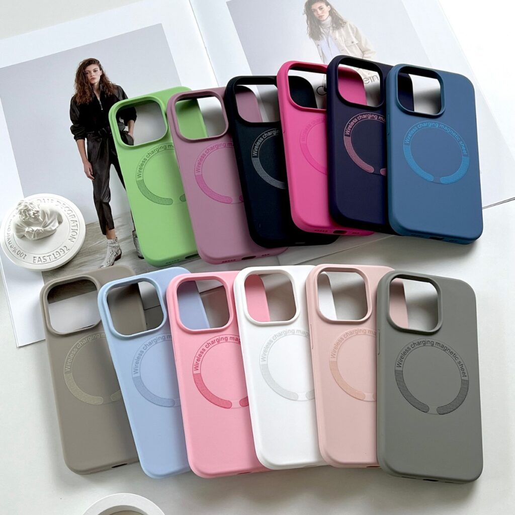 candy color silicone soft phone case magsafe compatible