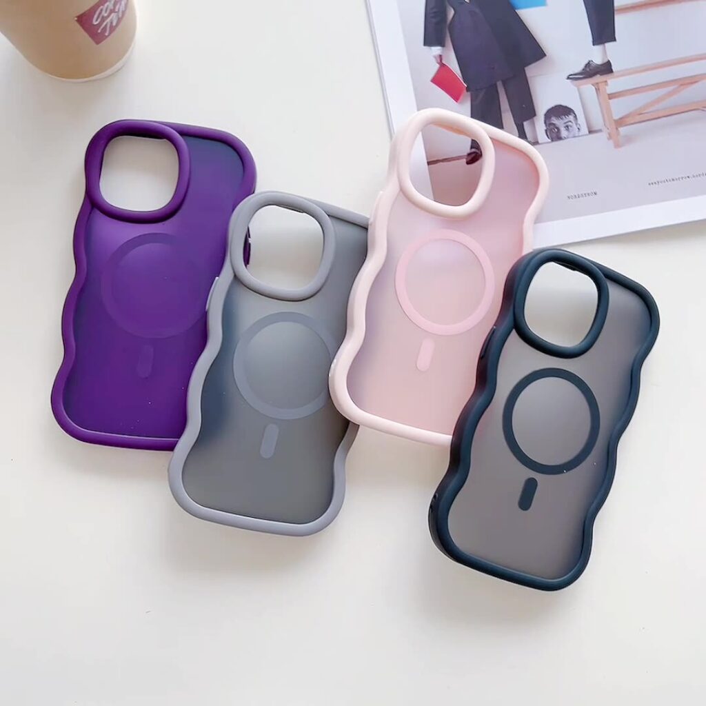 magsafe compatible wavy bumper silicone phone case