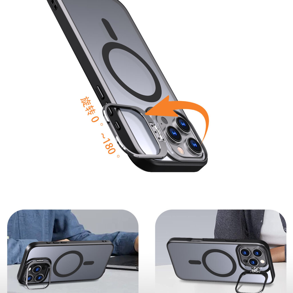 magsafe compatible phone case with camera stand