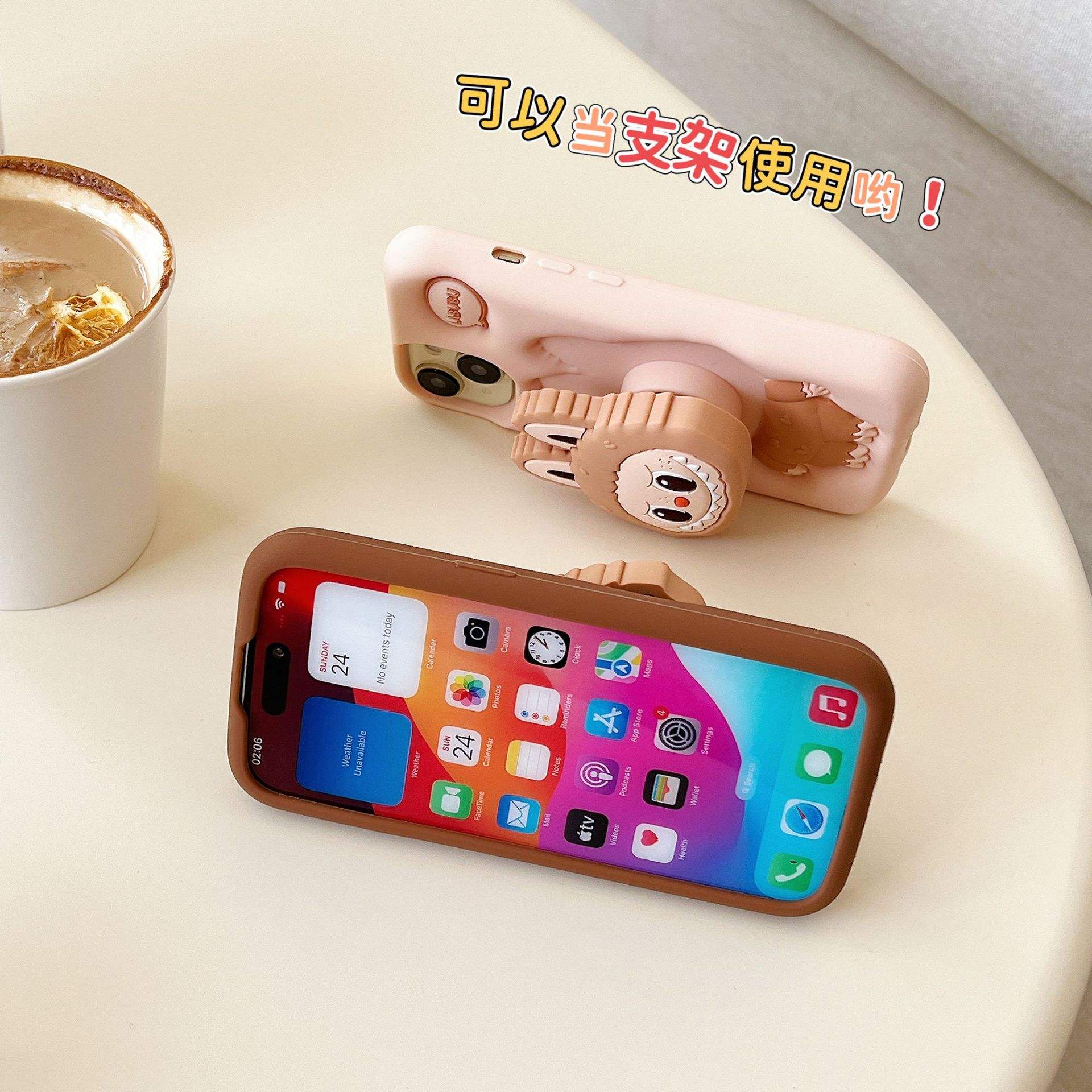 3d labubu silicone phone case with phone stand