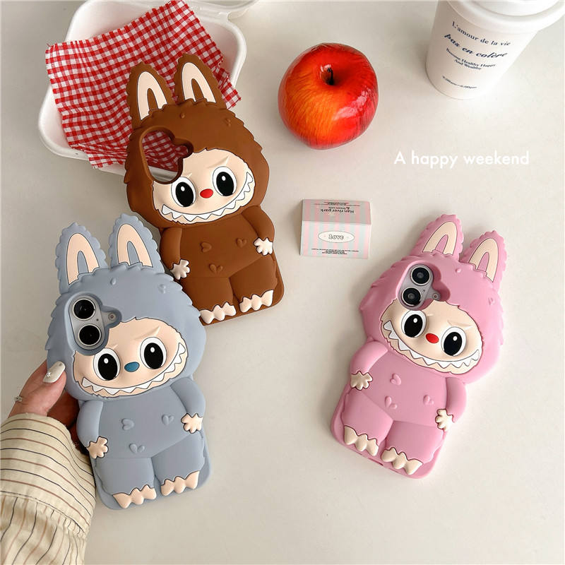 3d cute labubu silicone phone case