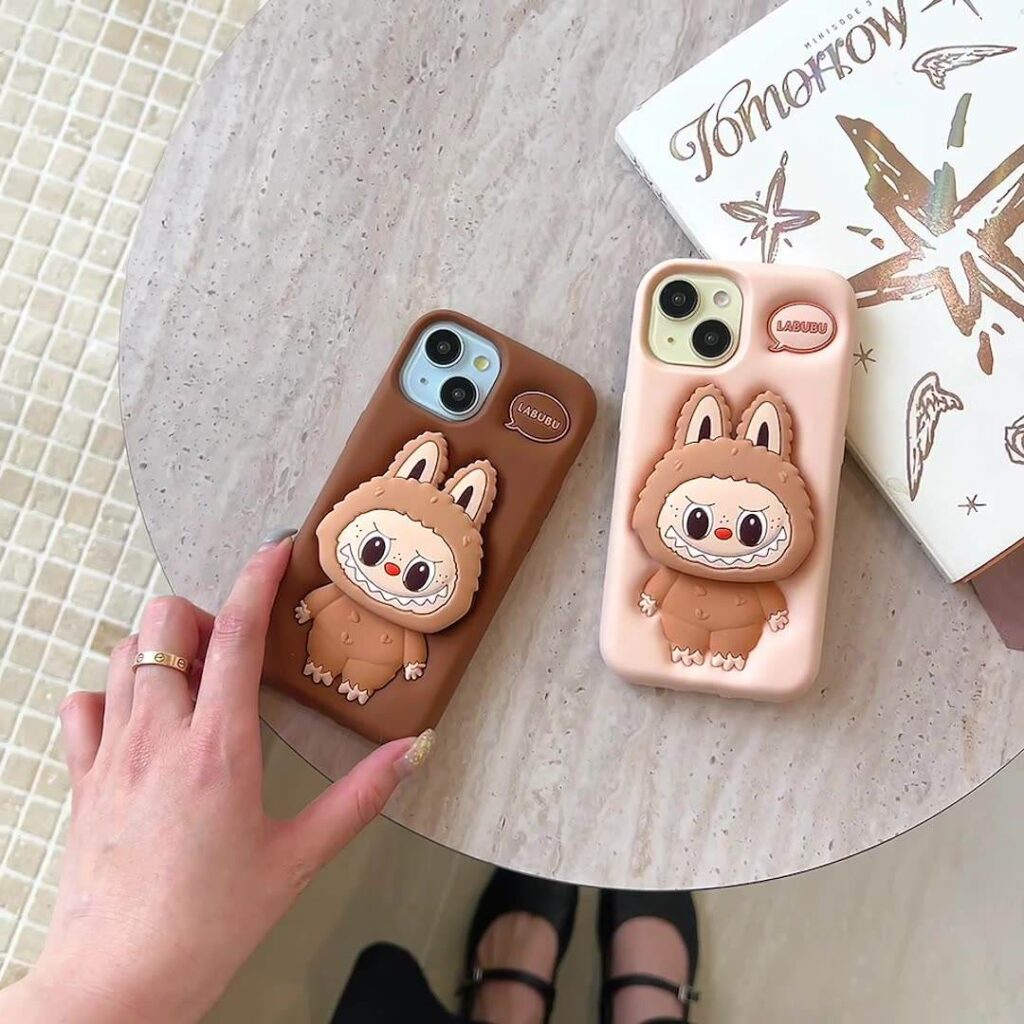 3d labubu silicone phone case with phone stand