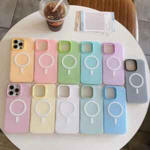 2 in 1 magsafe matte candy color phone case