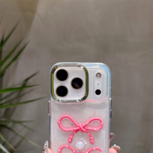 cute resin epoxy clear bow phone case