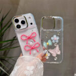 cute resin epoxy clear bow phone case