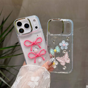 cute resin epoxy clear bow phone case